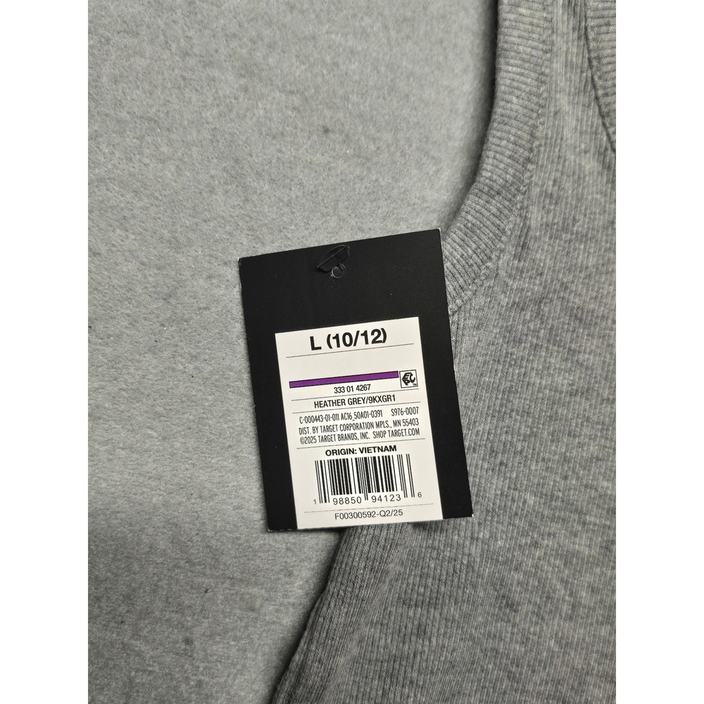 Art Class Girls Heather Grey Ribbed Knit Tank Top Size L 10/12 Scoop Neck New - Picture 2 of 4